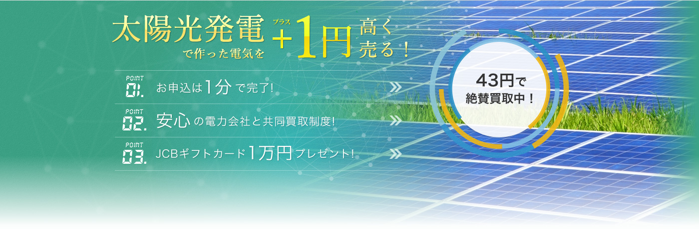 太陽光発電で作った電気を＋1円高く売る（低圧）